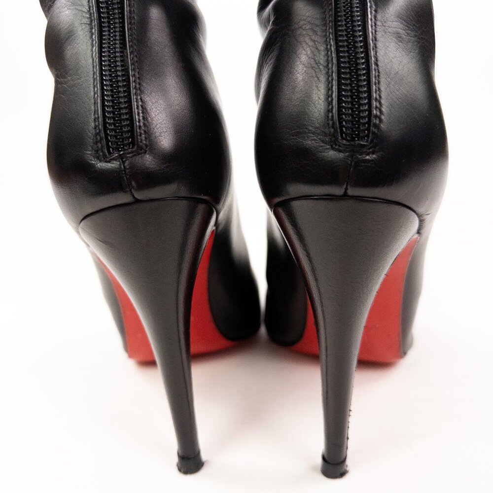 Christian Louboutin Black Leather Bourge 100 Knee-High Boots - Picture 6 of 14